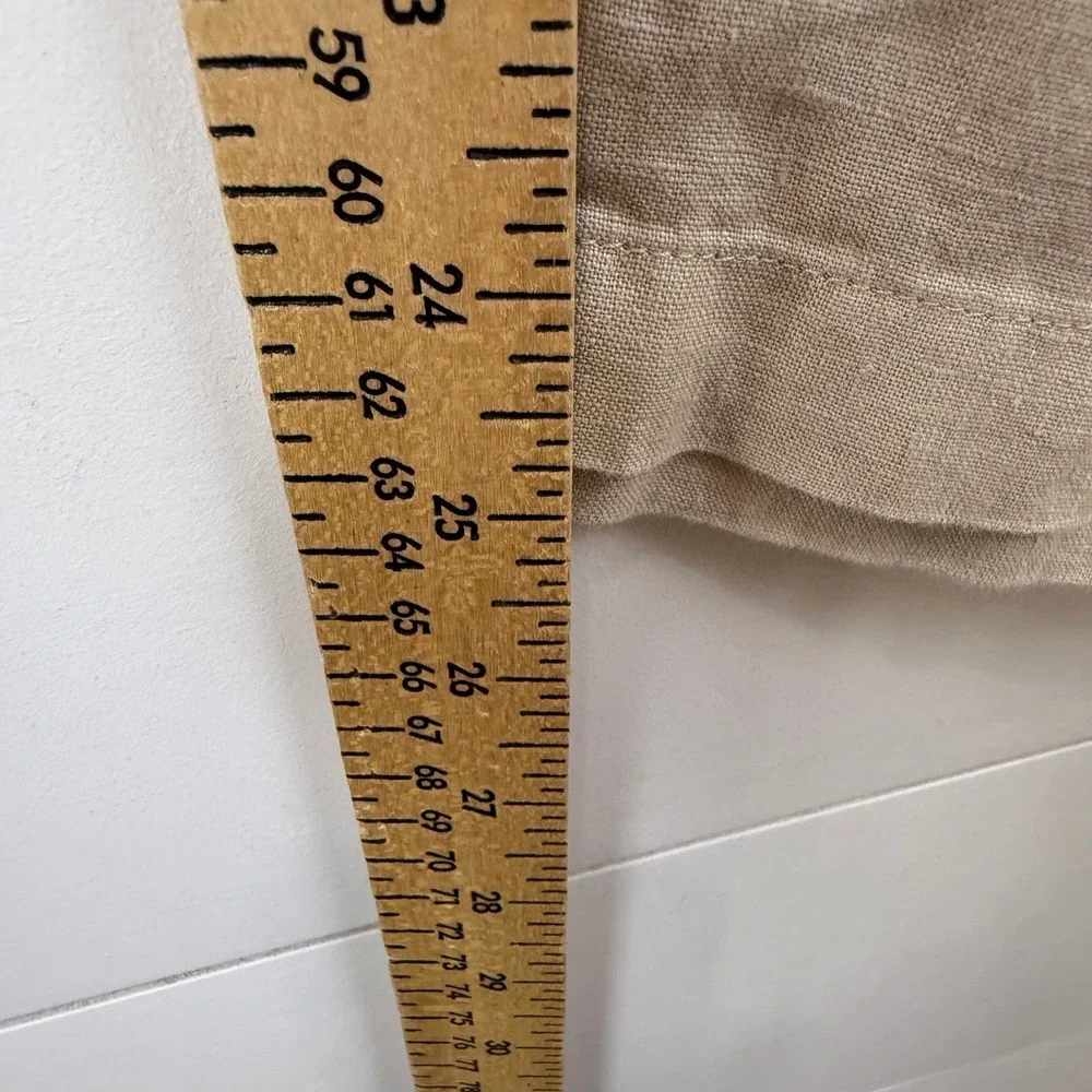 Quince‎ 100% EUROPEAN Linen Wide Leg CROP Pants DRIFTWOOD WOMEN L Elastic Waist
